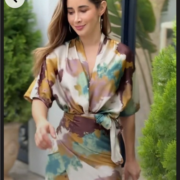 Multicolor Abstract Wrap Dress - Picture 1 of 3